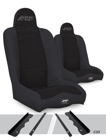Daily Driver High Back Suspension Seats Kit For 95-01 Jeep Cherokee XJ (Pair)  Black