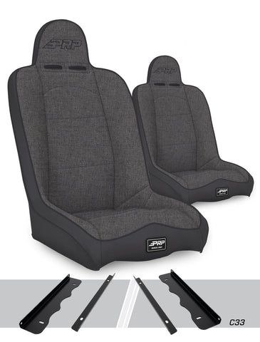 Daily Driver High Back Suspension Seats Kit For 95-01 Jeep Cherokee XJ (Pair)  Grey