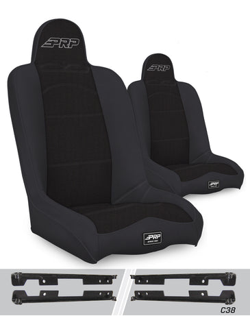 Daily Driver High Back Suspension Seats Kit For Jeep Wrangler JK/JKU (Pair)  Black