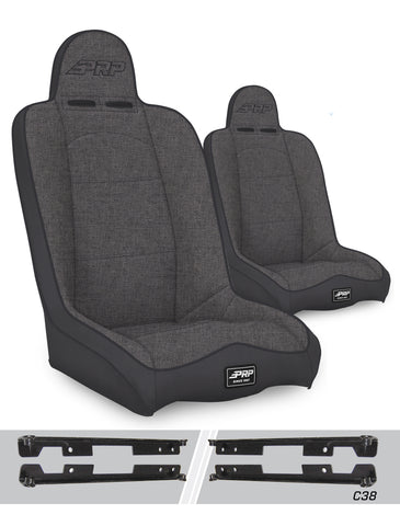 Daily Driver High Back Suspension Seats Kit For Jeep Wrangler JK/JKU (Pair)  Grey