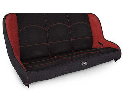 Low Back Rear Bench For Jeep TJ/LJ/JK; Black And Red