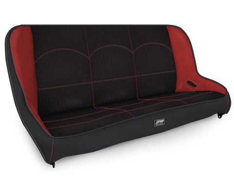 Low Back Rear Bench For Jeep JKU/JLU; Black And Red