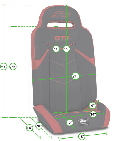 GT3 Fold Flat Rear Suspension Seats For Polaris RZR PRO XP4  PRO R4  Turbo R4 (Pair) - Custom