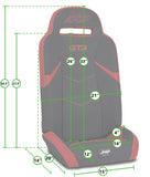 GT3 Fold Flat Rear Suspension Seats For Polaris RZR PRO XP4  PRO R4  Turbo R4 (Pair)  Blue