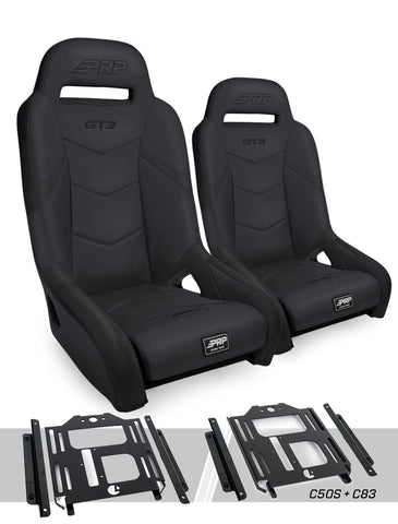 GT3 Suspension Seats Kit For Polaris RZR 570  800  900 (Pair)  Black