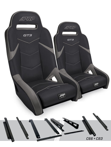 GT3 Suspension Seats Kit For Honda Talon (Pair)  Black & Grey