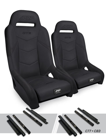 GT3 Suspension Seats Kit For Polaris General  RZR S 900  900 Trail  Trail  XP 1000  Turbo  Turbo S (Pair)  Black