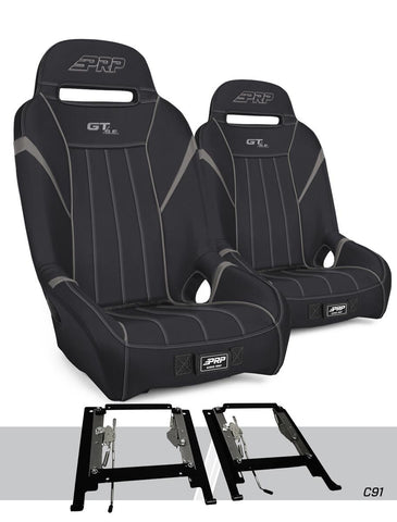 GT3 Suspension Seats Mount & Slider Kit For Can-Am Maverick X3 & Maverick R (Pair)   Black & Grey