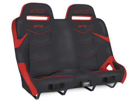 GT3 Quick Release Rear Suspension Bench Seat For Polaris RZR PRO XP4  PRO R4  Turbo R4  Black & Red