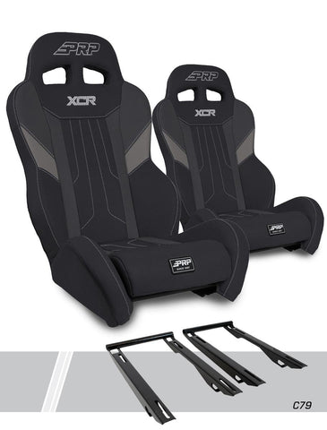 XCR Suspension Seats Kit For Polaris RZR PRO XP  PRO R  Turbo R  PRO S (Pair)  Black & Grey