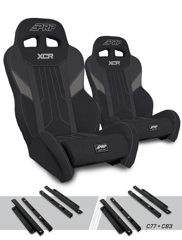 XCR Suspension Seats Kit For Polaris General  RZR S 900  900 Trail  Trail  XP 1000  Turbo  Turbo S (Pair)  Black & Grey