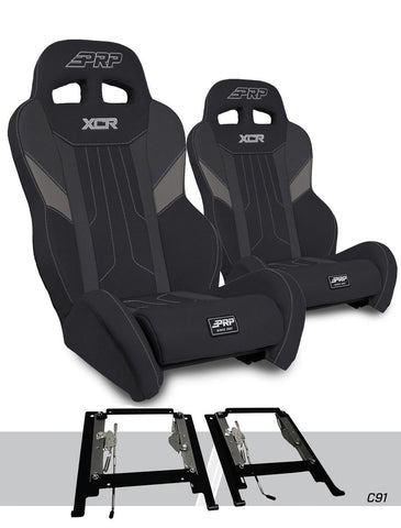 XCR Suspension Seats Mount & Slider Kit For Can-Am Maverick X3 & Maverick R (Pair)   Black & Grey