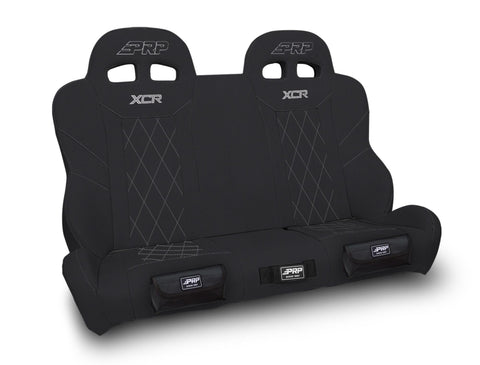 XCR Quick Release Rear Suspension Bench Seat With Diamond Stitch And Front Pockets For Polaris RZR PRO XP4  PRO R4  Turbo R4  Black