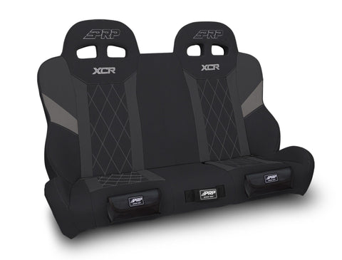XCR Quick Release Rear Suspension Bench Seat With Diamond Stitch And Front Pockets For Polaris RZR PRO XP4  PRO R4  Turbo R4  Black & Grey