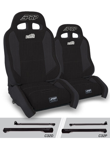 Enduro Elite Suspension Seat - Crawl Edition  Kit For Jeep Wrangler CJ7/YJ (Pair)  Black