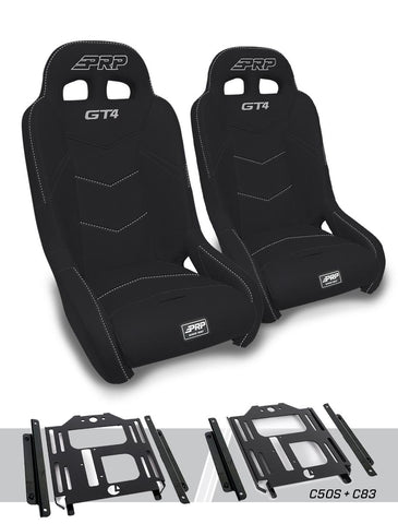 GT4 Suspension Seats Kit For Polaris RZR 570  800  900 (Pair)  Black
