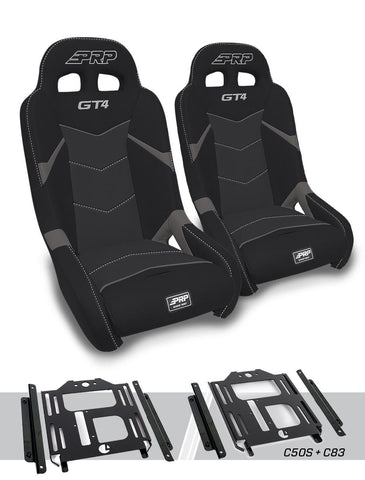 GT4 Suspension Seats Kit For Polaris RZR 570  800  900 (Pair)  Black & Grey