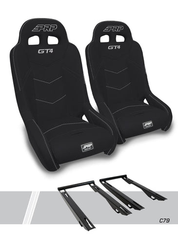 GT4 Suspension Seats Kit For Polaris RZR PRO XP  PRO R  PRO S  Turbo R (Pair)  Black