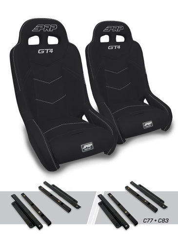 GT4 Suspension Seats Kit For Polaris General  RZR S 900  900 Trail  Trail  XP 1000  Turbo  Turbo S (Pair)  Black