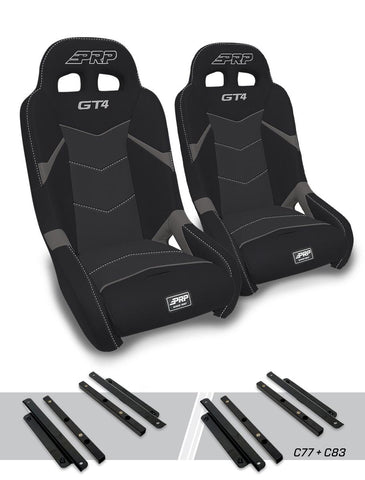 GT4 Suspension Seats Kit For Polaris General  RZR S 900  900 Trail  Trail  XP 1000  Turbo  Turbo S (Pair)  Black & Grey