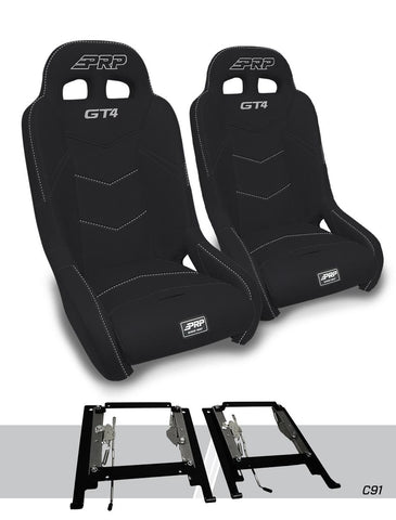 GT4 Suspension Seats Mount & Slider Kit For Can-Am Maverick X3 & Maverick R (Pair)   Black