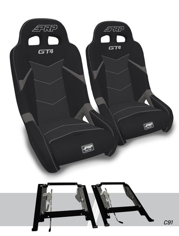 GT4 Suspension Seats Mount & Slider Kit For Can-Am Maverick X3 & Maverick R (Pair)   Black & Grey