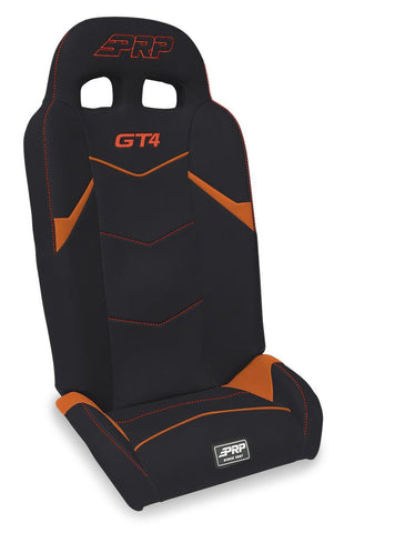 GT4 Fold Flat Rear Suspension Seats For Polaris RZR PRO XP4  PRO R4  Turbo R4 (Pair) - Black & Orange