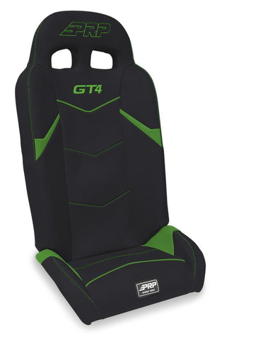 GT4 Fold Flat Rear Suspension Seats For Polaris RZR PRO XP4  PRO R4  Turbo R4 (Pair) - Black & Green