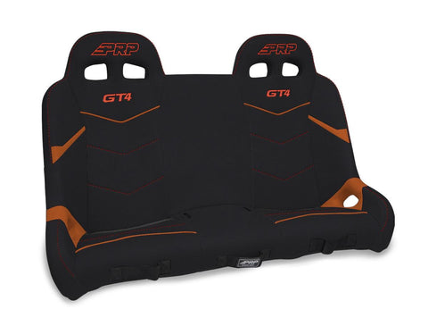 GT4 Quick Release Rear Suspension Bench Seat For Polaris RZR PRO XP4  PRO R4  Turbo R4 - Black & Orange