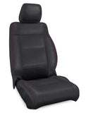 Front Seat Covers For '11–'12 Jeep Wrangler JK  2 Door Or 4 Door (Pair) - Black With Red Stitching