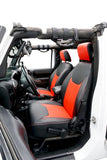 Front Seat Covers For '13–'18 Jeep Wrangler JK  2 Door Or 4 Door (Pair) - Black And Red