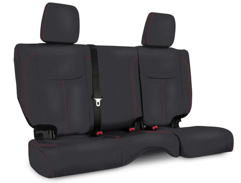 Rear Seat Cover For '13–'18 Jeep Wrangler JK  2 Door - Black With Red Stitching