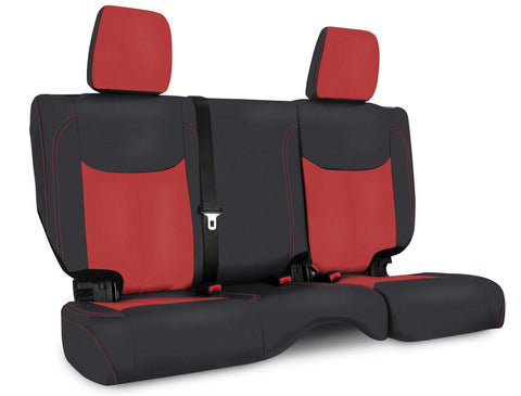 Rear Seat Cover For '13–'18 Jeep Wrangler JKU  4 Door - Black And Red