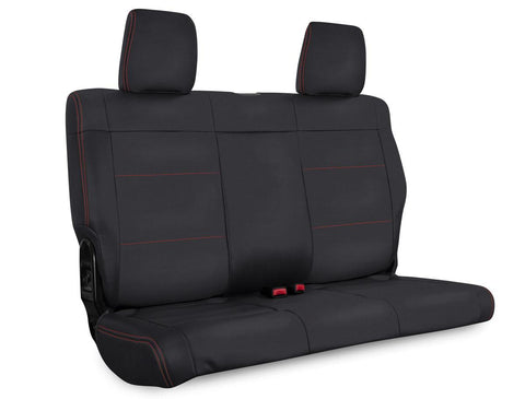 Rear Seat Cover For '07 Jeep Wrangler JKU  4 Door - Black With Red Stitching