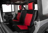 Rear Seat Cover For '07 Jeep Wrangler JKU  4 Door - Black And Red