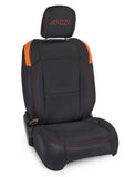 Front Seat Covers For Jeep Wrangler JL  2 Door; With Pocket Back (Pair) - Black And Orange