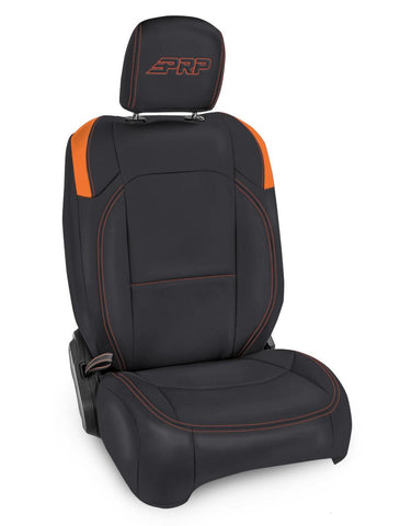 Front Seat Covers For Jeep Wrangler JL  2 Door; With Molle Back (Pair) - Black And Orange