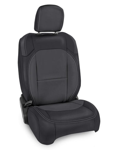 Front Seat Covers For Jeep Wrangler JLU  4 Door; Jeep Gladiator JT; With Pocket Back (Pair) - Black And Grey