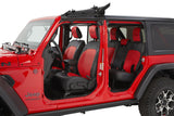 Front Seat Covers For Jeep Wrangler JLU  4 Door; Jeep Gladiator JT; With Pocket Back (Pair) - Black And Red