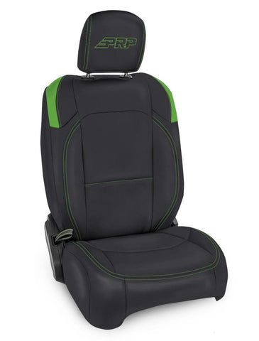 Front Seat Covers For Jeep Wrangler JLU  4 Door; Jeep Gladiator JT; With Pocket Back (Pair) - Black And Green