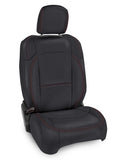 Front Seat Covers For Jeep Wrangler JLU  4 Door; Jeep Gladiator JT; With Molle Back (Pair) - Black With Red Stitching