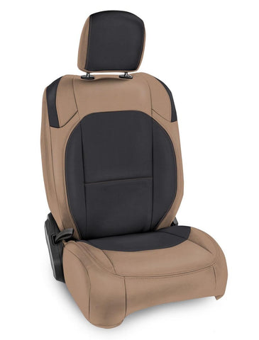 Front Seat Covers For Jeep Wrangler JLU  4 Door; Jeep Gladiator JT; With Molle Back (Pair) - Black And Tan