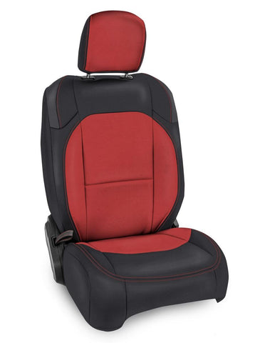Front Seat Covers For Jeep Wrangler JLU  4 Door; Jeep Gladiator JT; With Molle Back (Pair) - Black And Red