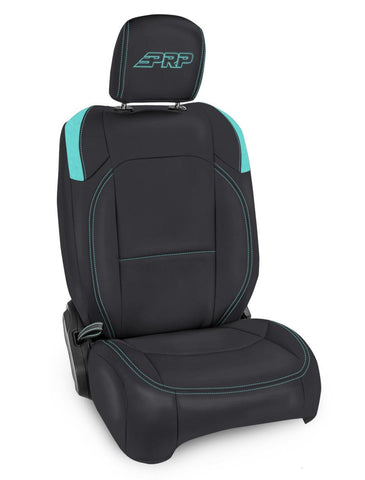 Front Seat Covers For Jeep Wrangler JLU  4 Door; Jeep Gladiator JT; With Molle Back (Pair) - Black And Teal