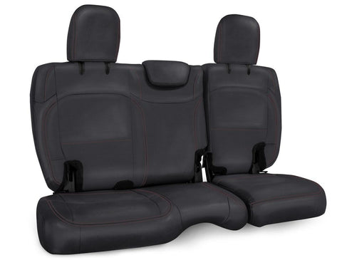 Rear Bench Cover For Jeep Wrangler JLU  4 Door With No Armrest - Black With Red Stitching