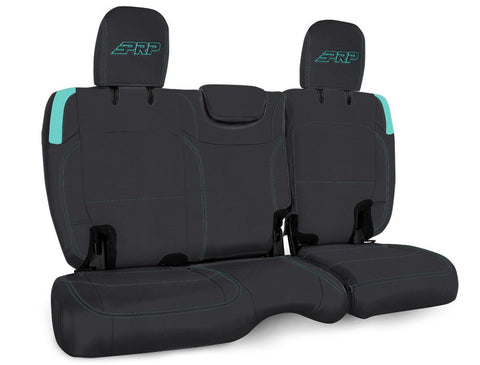 Rear Bench Cover For Jeep Wrangler JLU  4 Door With No Armrest - Black And Teal