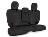 Rear Bench Cover For Jeep Wrangler JLU  4 Door With Armrest - Black With Red Stitching