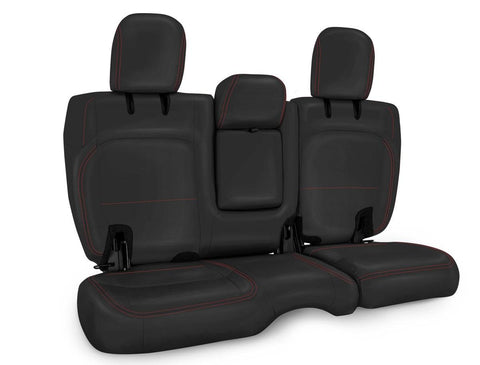 Rear Bench Cover For Jeep Wrangler JLU  4 Door With Armrest - Black With Red Stitching