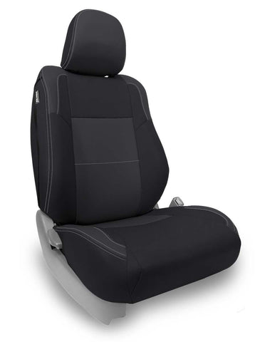 Front Seat Covers For '12-'15 Toyota Tacoma; Fold Flat Edition (Pair) - Black And Grey
