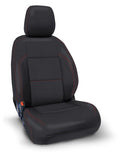Front Seat Covers For 2016-2023 Toyota Tacoma With Manual Seat Adjusters (Pair) - Black With Red Stitching